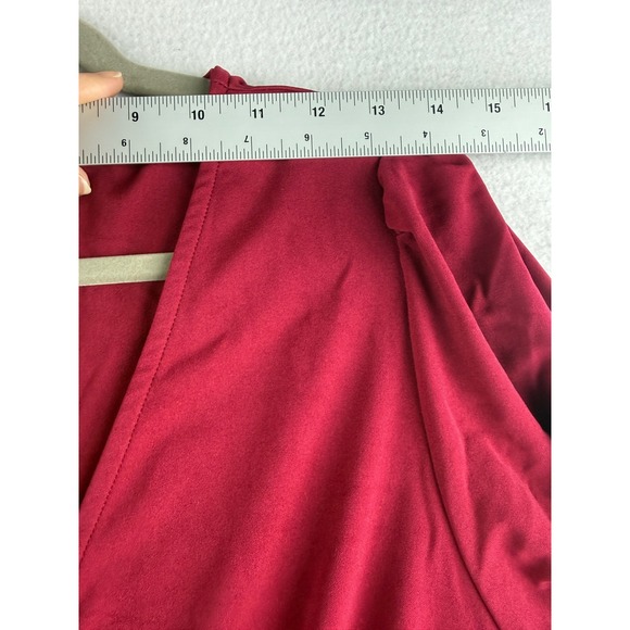 Cupshe Burgundy Ruched Wrap V-Neck Long Sleeve Ruffle Mini Dress CAA05A3L045JJ L - Picture 10 of 15